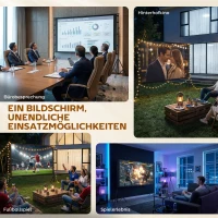 HOMCOM 254 cm 16:9 HD 4K/8K projectiescherm met standaard, draagbaar dubbelzijdig projectiescherm met inklapbare statieven, wit(m-8)