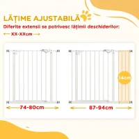PawHut Poartă pentru Câini Lățime Reglabilă 74-148 cm, Albă(m-7)