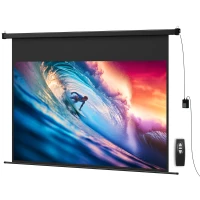 HOMCOM Écran vidéoprojecteur 100 Pouces, 16:9 4K HD montage mural ou plafond, panneau de commande et télécommande(m-12)