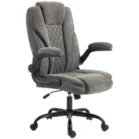 HOMCOM Office Chair, Ergonomic Desk Chair with Flip-up Armrest, Pocket Springs, Swivel Wheels, Adjustable Height, Dark Grey(m-13)