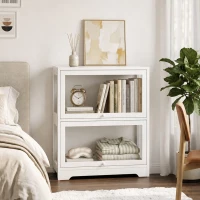 HOMCOM Vitrina Expositora para Coleções com 2 Níveis e Portas em Acrílico para Figuras, 59,5x30x73 cm, Branco(m-9)