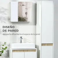kleankin Armario de Baño con Espejo 2 Puertas y Estantes Ajustables Mueble de Baño para Colgar 48x15x45 cm Blanco(m-4)