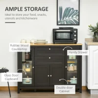 HOMCOM Modern Storage Cabinet, Sideboard with Oak Top, 4 Doors, 2 Drawers and 5 Adjustable Shelves, Black Brown(m-4)