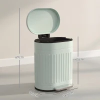 HOMCOM Afvalemmer 20L Pedaalemmer met Deksel Voetpedaal Uitneembare Binnenemmer Soft-Close Functie 36,5 x 31,2 x 45 cm, Groen(m-3)