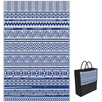 Outsunny Tapis extérieur Style Graphique - Tapis réversible 2 Motifs - dim. 2,74L x 1,82l m - PP Haute densité 310 g/m²(m-1)