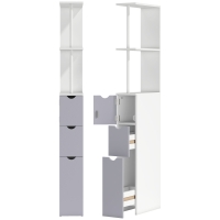 HOMCOM Armário Alto para Casa de Banho com 2 Prateleiras 1 Porta e 2 Gavetas 15x33x136 cm Branco