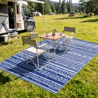 Outsunny Tapis extérieur Style Graphique - Tapis réversible 2 Motifs - dim. 2,74L x 1,82l m - PP Haute densité 310 g/m²(m-10)