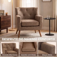 HOMCOM Cadeirão Relax Individual em PU com Almofada de Assento com Molas, Encosto Acolchoado e Pés de Madeira 72x76x80 cm Castanho(m-5)