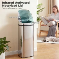 HOMCOM 50L Infrared Touchless Automatic Motion Sensor Dustbin Stainless Steel Trash Can Home Office(m-7)