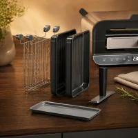 HOMCOM 3-in-1 Electric Mini Oven, Long Slot Toaster and Tabletop Grill, with LED Display, 60 Min Timer, Stainless Steel, 1700W(m-12)