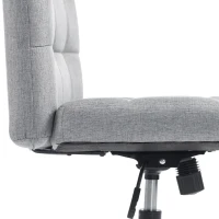 HOMCOM Armless Office Chair, Cross Legged Linen Computer Desk Vanity Chair with Wide Seat, Rocking Function, Grey(m-10)