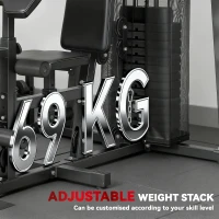 SPORTNOW All-in-One Home Gym Machine, Multifunctional Power Cage with 69 kg Weight Stack and Pulley System, Black(m-6)