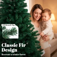 HOMCOM 5ft Artificial Christmas Tree, Fir Hinged Xmas Tree with 420 Branch Tips, Foldable Steel Stand, Green(m-5)