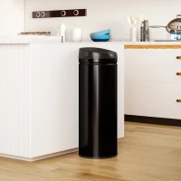 HOMCOM 50L Stainless Steel Sensor Bin - Black(m-2)