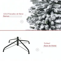 HOMCOM Árvore de Natal Estreita 270 cm com Efeito Neve, 1014 Ramos e Suporte Metálico, Verde e Branco(m-7)