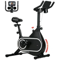 SPORTNOW Vélo d'appartement volant d'inertie silencieux écran LCD guidon et selle réglables support Ipad porte-gobelet intégrés(m-17)