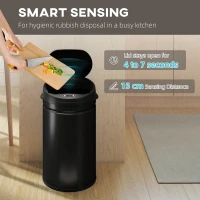 HOMCOM 30L Stainless Steel Sensor Bin - Black(m-4)