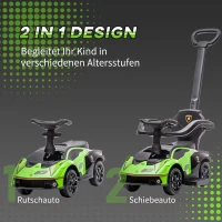 AIYAPLAY Rutschauto mit Schiebstange 2-in-1 Rutschfahrzeug mit Lenkrad mit Hupe Fußstütze Sitzstauraum Grün(m-5)