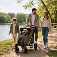 PawHut Hondenbuggy voor Middelgrote en Oudere Honden, Opvouwbare, Donkergrijs, 112 x 65 x 100 cm(m-9)