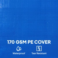 Outsunny Round Pool Cover, 10 ft Waterproof Swimming Pool Cover with Secure Rope, Tightener for Above Ground Pools, Blue(m-6)