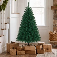 HOMCOM 5ft Artificial Christmas Tree, Fir Hinged Xmas Tree with 420 Branch Tips, Foldable Steel Stand, Green(m-8)
