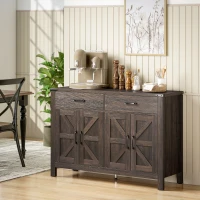HOMCOM Kitchen Cupboard, Sideboard with 4 Doors, 2 Drawers and 2 Adjustable Shelves for Dining Room, Dark Brown(m-2)