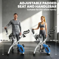 SPORTNOW 4-In-1 Folding Exercise Bike with Resistance Bands, Bluetooth App, 8-Level Magnetic Resistance, LCD Display, Blue(m-7)