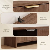 HOMCOM Sideboard Cabinet, Modern Storage Cabinet with 3 Doors and Adjustable Shelves for Living Room, Dining Room, Brown(m-7)