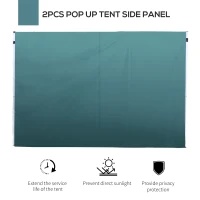 Outsunny 2.95 Meters Gazebo Replaceable Exchangeable Side Panel Wall Panels Walls With Window, Dark Green(m-4)