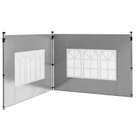 Outsunny Paredes Laterales para Carpa de 3 x 3 / 3 x 4 m 2 Paneles de Tela Oxford de 295x195 cm con Ventana para Fiestas Gris(m-11)