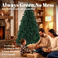 HOMCOM 6ft Artificial Christmas Tree, Fir Hinged Xmas Tree with 700 Branch Tips, Foldable Steel Stand, Green(m-4)