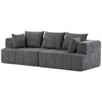 HOMCOM Canapé 3 places en chenille 248 cm, canapé salon moderne, large assise rembourrée, coussins à ressorts, gris(m-17)
