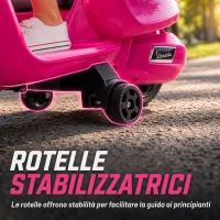 AIYAPLAY Moto Elettrica per Bambini Licenza Vespa, Batteria Ricaricabile 6V, Rotelle e Luci, Età 2-4 Anni, Rosa(m-5)