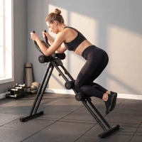 SPORTNOW Appareil à Abdominaux Pliable avec Écran LCD, Double Rail, Mousse PVC, Cadre en Acier, 92x41x83cm, Noir(m-15)