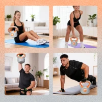SPORTNOW Kettlebell 8 kg, haltère avec poignée ergonomique, haltère à boule, musculation, entraînement, 20 x 14 x 24 cm, orange(m-8)