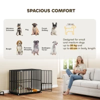 PawHut Heavy Duty Dog Crate, Dog Cage with Wheels for Small Medium Breeds, Metal Pet Kennel with Removable Tray(m-5)