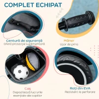 AIYAPLAY Tricicletă pentru Copii 2-5 Ani cu Scaun Reglabil, Coș și Apărătoare de Noroi, Negru(m-7)