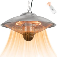 Outsunny Calefactor Exterior de Techo 1010/2210W Estufa de Infrarrojos con Mando a Distancia Ø58,5x33 cm 12,6 m² Plata(m-12)