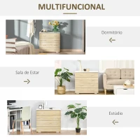 HOMCOM Cómoda com 4 Gavetas Cómoda Auxiliar de Armazenamento Moderna para Dormitório Corredor Sala de Estar 76x35x72cm Carvalho e Branco(m-6)