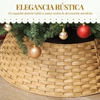 HOMCOM Falda para Árbol de Navidad Rústico Diseño Tejido Cubre Pie para Árbol de Navidad para Fiestas Ø68x22 cm Natural(m-5)