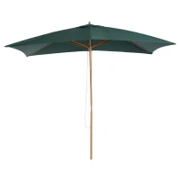 Outsunny Sombrilla Parasol 295x200x255 cm para Jardín Terraza con Mástil de Madera y Toldo de Poliéster 180g/m² Color Verde(m-12)