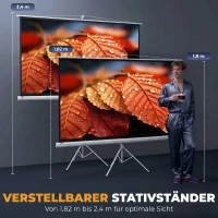 HOMCOM Projectiescherm met statief 186 x 105 cm 213,4 cm 16:9 HD 4K rolscherm(m-6)