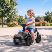 AIYAPLAY Coche Correpasillos de Policía para Niños de 18-36 Meses con Luz Música y Espacio de Almacenaje 65x29,5x36 cm Negro(m-2)