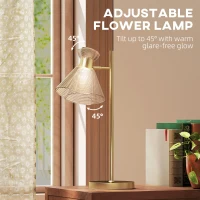 HOMCOM Modern Table Lamp, Bedside Lamp with Adjustable Flower-Shaped Head and E27 Socket for Living Room Bedroom Study, Bulb Not Included, Gold Tone(m-5)