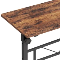 HOMCOM Overbed Table Adjustable Height Sofa Side Table with Wheels 80 x 40 cm Rustic Brown Black(m-9)