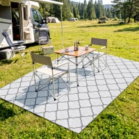 Outsunny Tapis d'extérieur tapis réversible dim. 2,74L x 1,82l m - PP Haute densité 310 g/m² Gris et blanc(m-14)