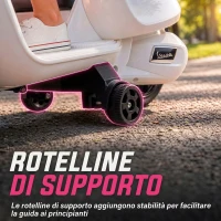 AIYAPLAY Moto Elettrica per Bambini Licenza Vespa, Batteria Ricaricabile 6V, Rotelle e Luci, Età 2-4 Anni, Bianco(m-5)
