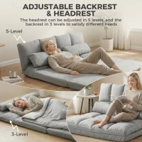 HOMCOM Vloerstoel 2-in-1 vloerstoel bed met rugleuning 7 standen verstelbaar(m-4)