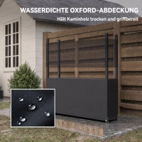 Outsunny Suporte para Lenha com Cobertura Oxford 600D, Aço Galvanizado, 250 kg, Interior e Exterior, Preto(m-4)