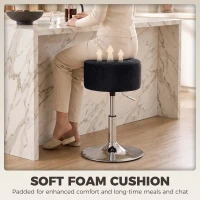HOMCOM Bar Stool Adjustable Swivel Chair Velvet-Feel Seat 1 Piece, Black(m-7)